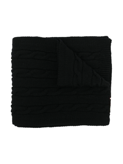 Off-white Kids' Off Cable Virgin Wool Scarf In Black