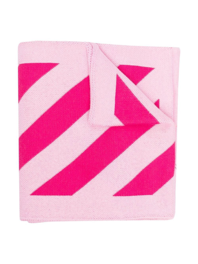 Off-white Kids' Arrow Diagonal-print Scarf In Pink