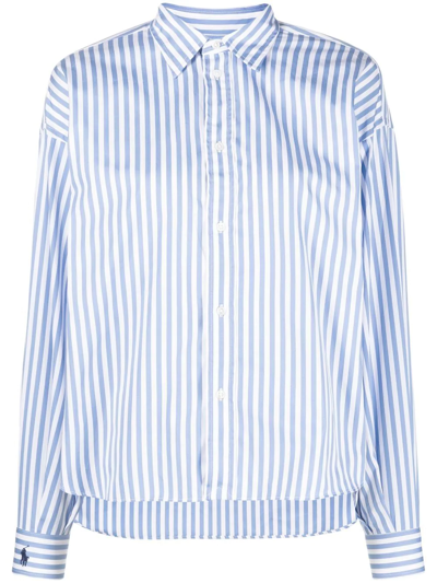 Polo Ralph Lauren Striped Cotton Button-front Shirt In Light Blue White