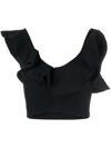 ALEXANDER MCQUEEN GATHERED-NECKLINE CROPPED TOP