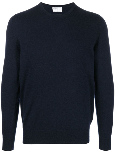 Fedeli Long-sleeved Ribbed-hem Jumper In Blue