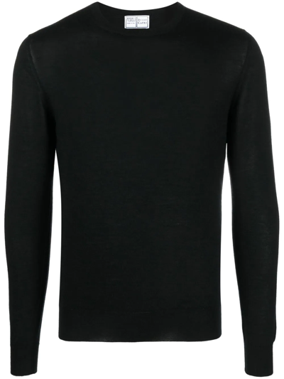 Fedeli Round-neck Jumper In Black