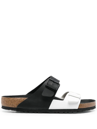 Birkenstock Arizona 拼色拖鞋 In Black