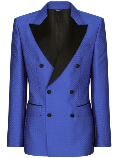 Dolce & Gabbana Double-breasted Tuxedo Jacket In Blue