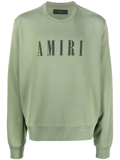 Amiri Military Green Sweater With Contrasting Logo