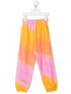Erl Gradient Floral-print Cotton-blend Jogging Bottoms 6-14 Years In Orange