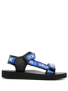 VERSACE JEANS COUTURE LOGO PRINT TOUCH-STRAP SANDALS