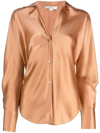 Vince Bias-cut Long-sleeve Silk Blouse In Nectarine