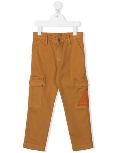 Lanvin Enfant Kids' Embroidered-logo Detail Trousers In Brown