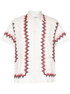 Bode Camp-collar Embroidered Cotton-mesh Shirt In White