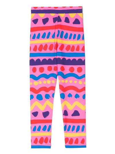 Stella Mccartney Kids' Girl's Tribal Striped Jersey Leggings In Pink