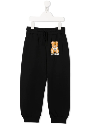 Moschino Kids' Teddy Bear-print Track Pants In Black