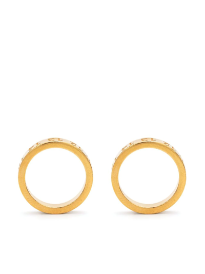 Maison Margiela Numbers Engraved Circle Earrings In Gold