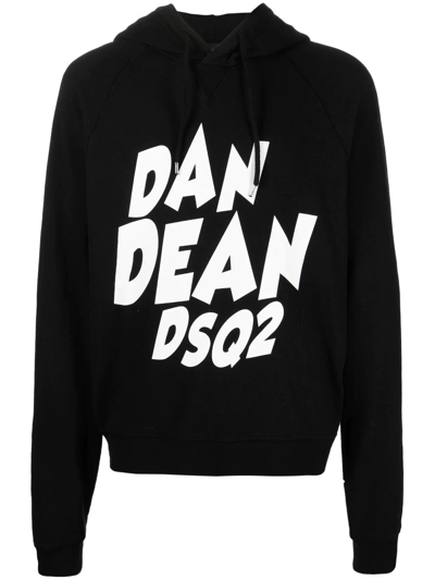 Dsquared2 Logo-print Pullover Hoodie In Black