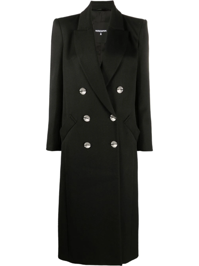 Patrizia Pepe Double-breasted Wool-blend Coat In Nero