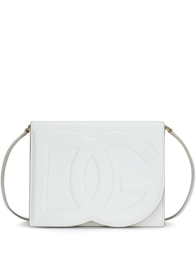 Dolce & Gabbana Dg Logo Flap Leather Crossbody Bag In Bianco