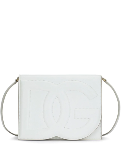 Dolce & Gabbana White Dg Logo Leather Cross Body Bag