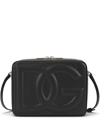 Dolce & Gabbana Black Crossbody Bag With Quilted Dg Logo In Leather Woman In Black