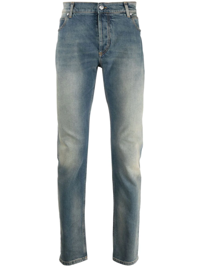 Balmain Mid-rise Tapered Jeans In Blue
