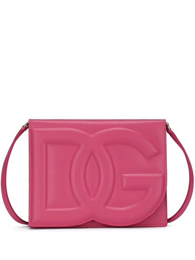 Dolce & Gabbana Dg Logo Leather Crossbody Bag In Pink