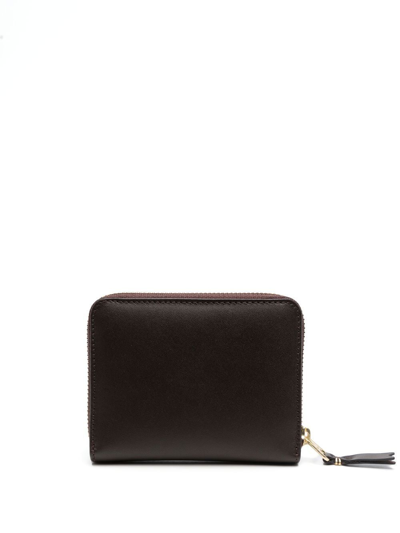 Comme Des Garçons Zip-up Leather Wallet In Brown