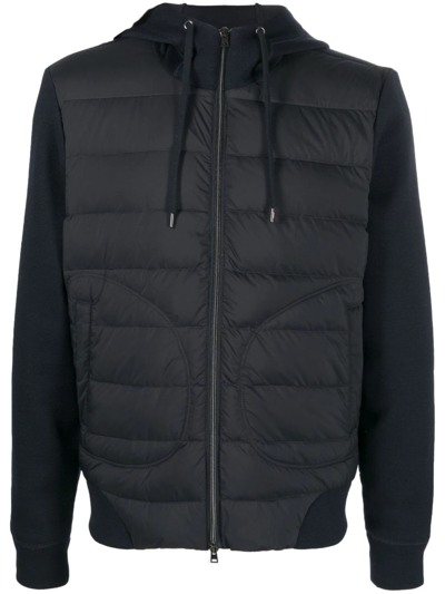 Herno Quilted Hooded Jacket In Blue