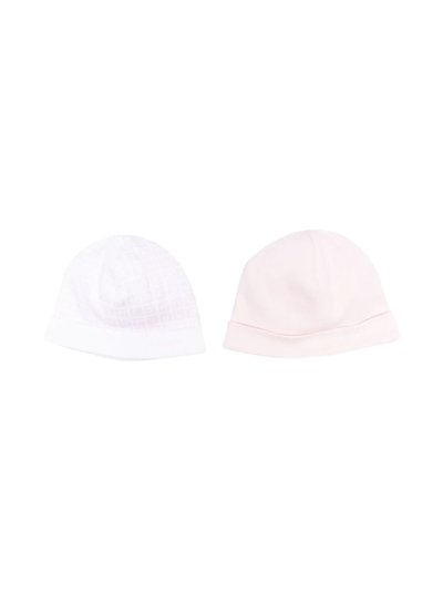 Givenchy Babies' Monogram-pattern Beanie Set In Pink