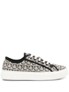 Ferragamo Anson Gancini-jacquard Sneakers In Neutrals