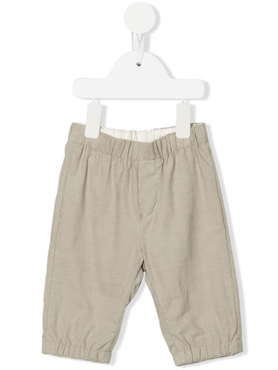 Emporio Armani Babies' Elasticated-waist Ribbed Trousers In Neutrals