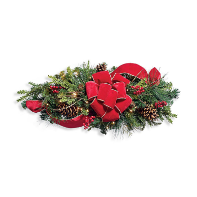 Frontgate Christmas Cheer Horizontal Window Swag With Bow