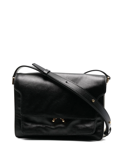 Marni Concertina Leather Shopping Bag In Black