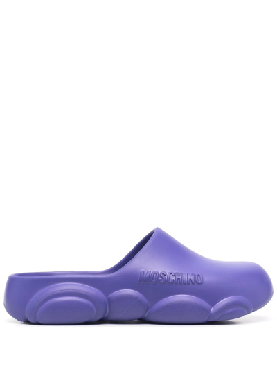 Moschino Logo压纹穆勒鞋 In Purple