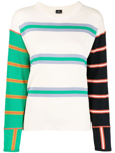 Ps By Paul Smith Striped Crew-neck Jumper In Mehrfarbig