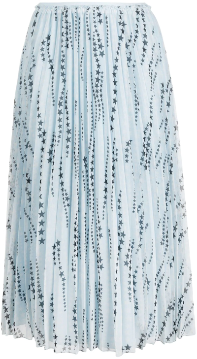 Red Valentino Star-print Pleated Skirt In Blau