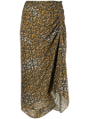 Isabel Marant Étoile Azaria Floral Print Ruched Handkerchief Hem Midi Skirt In Grün