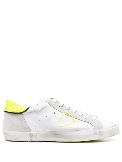 Philippe Model Paris Side Logo-patch Detail Low-top Sneakers In Weiss