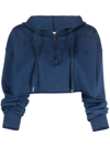 Golden Goose Paint Splatter-effect Cropped Hoodie In Blau