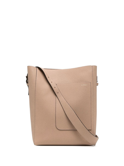 Valextra Logo-lettering Bucket Bag In Brown