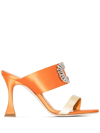 Manolo Blahnik Orange Laali 105 Crystal Embellished Satin Sandals