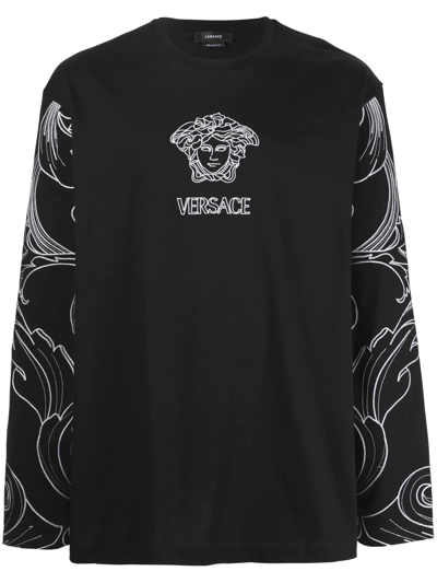 Versace Medusa-print Detail T-shirt In Black