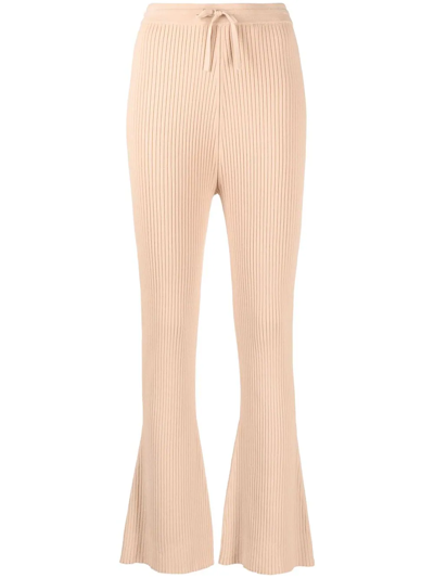 Nanushka Ribbed Knitted Trousers In Neutrals