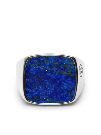 Nialaya Jewelry Blue Lapis Signet Ring In Silver