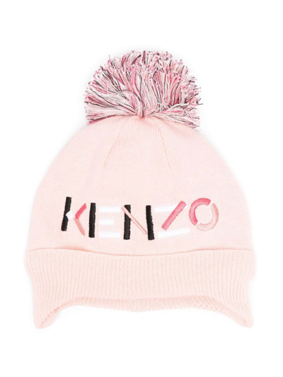 Kenzo Babies' Logo-embroidered Knitted Hat In Pink