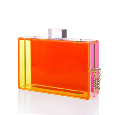 Milanblocks Trendy Neon Two Tone Transparent Acrylic Clutch In Pink