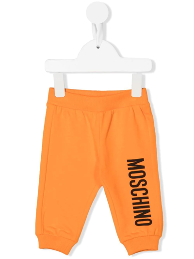 Moschino Babies' Logo-print Tracksuit Bottoms In Orange