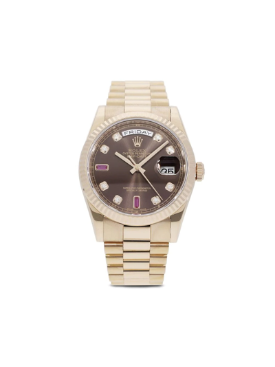 Pre-owned Rolex 2021  Day-date 36mm In Brown