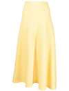 Jil Sander Flared Wool Skirt With Discreet Zipper Closure In Yellow