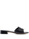Tory Burch Women's Bombé Miller Leather Slide Sandals In Black