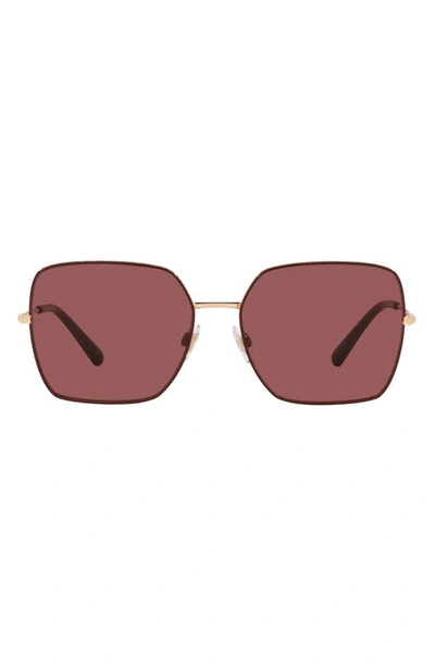 Dolce & Gabbana 57mm Gradient Square Sunglasses In Pink Gold