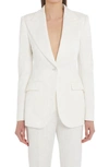 Dolce & Gabbana Matte Stretch Wool Single Breast Jacket In W0111 Bianco